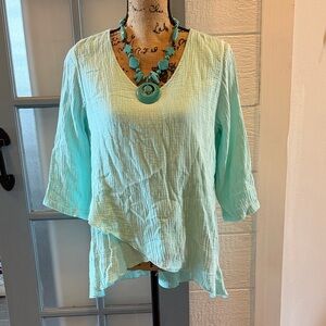 C.M.C Elegant Mint linen tunic/Blouse for Women size S